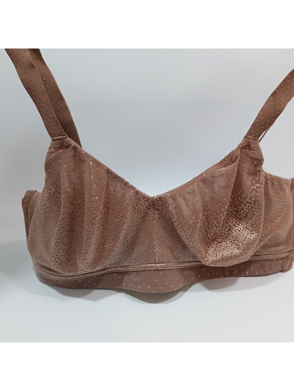 Wacoal 852303 Unlined Underwire Bra Stretch Mesh Polka Dot 38DD Brown